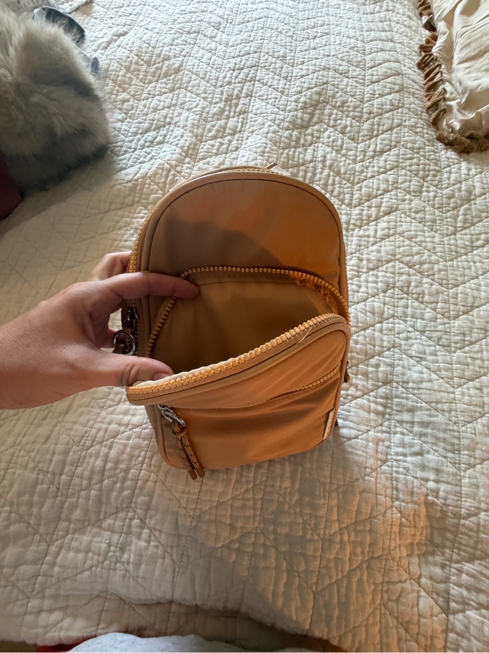 Anthropologie Originals Tan Crossbody Mini Sling with Patterned Strap - Picture 4 of 6